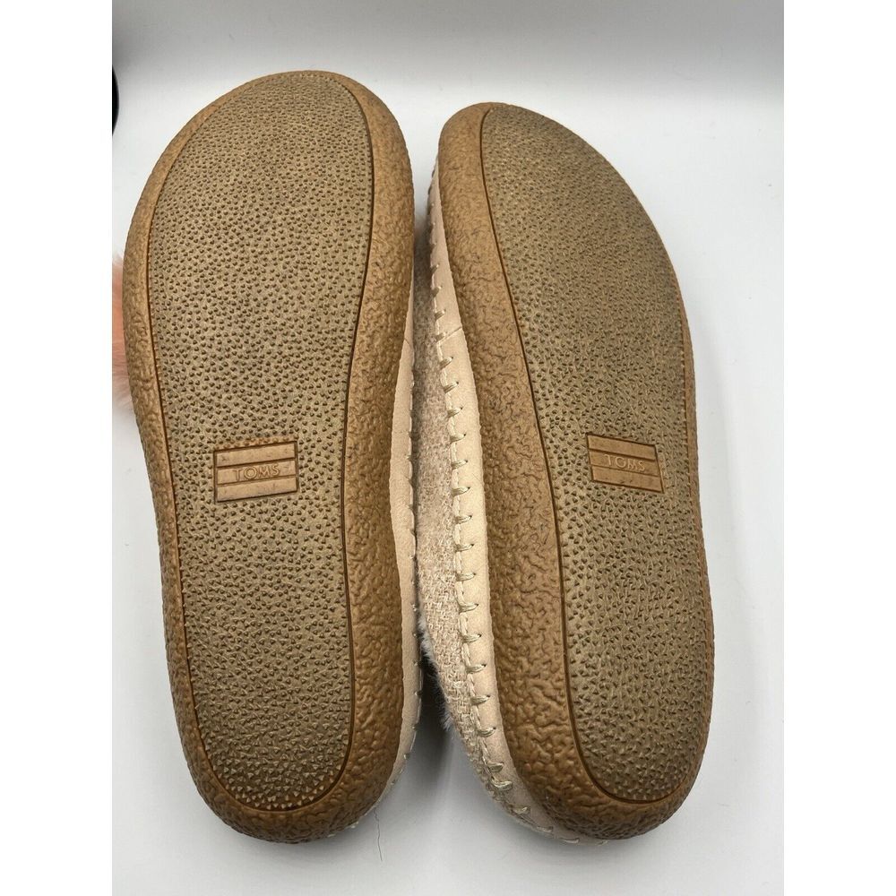 Toms Women's Slippers with Faux Fur Pom Poms - Cream and Pink - Picture 6 of 6